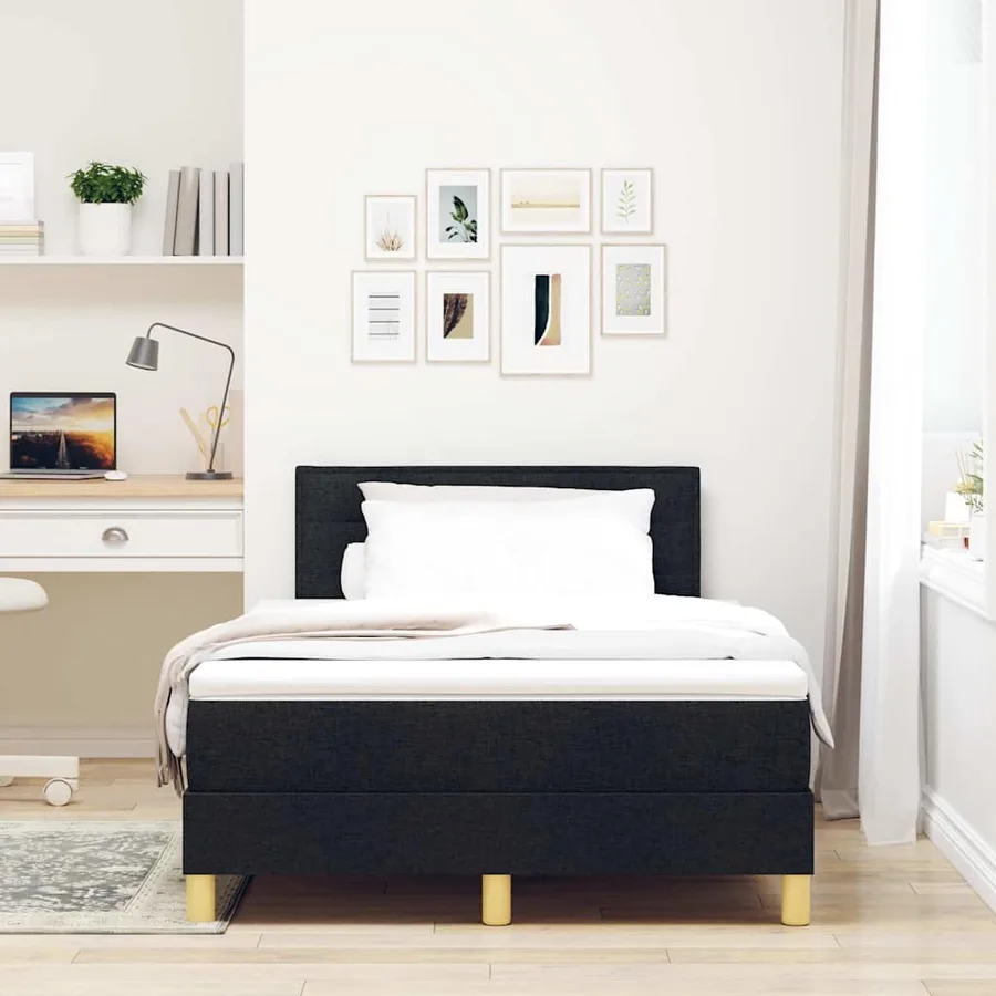 Lit à ressort LED avec bandes LED Noir 120 x 190 cm tissu - 4