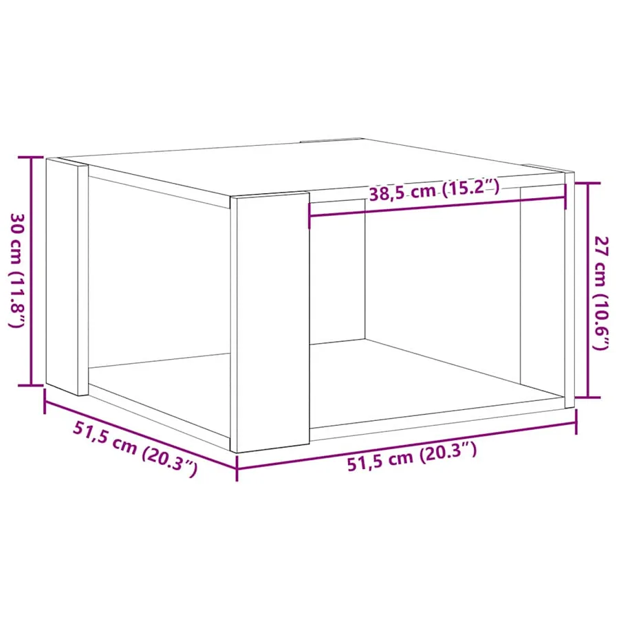 Table basse Chêne artisanal 51,5 x 51,5 x 30 cm - 11