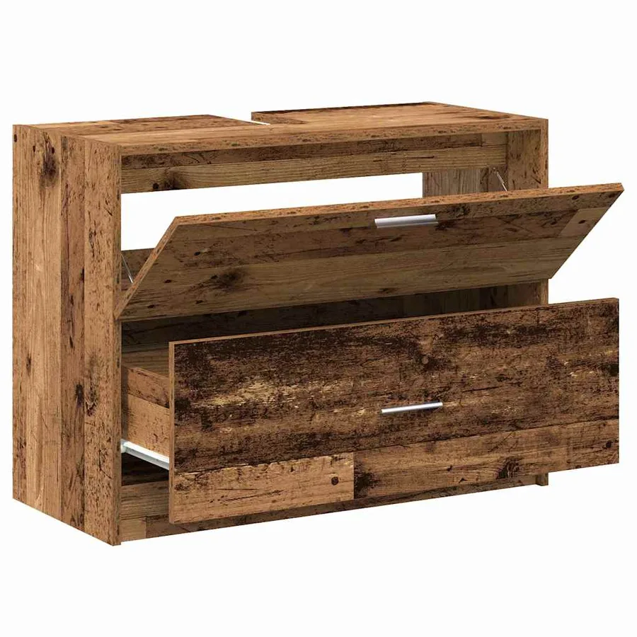 Cabinet de salle de bain avec porte Bois Ancien 78 x 37 x 59 cm - 5