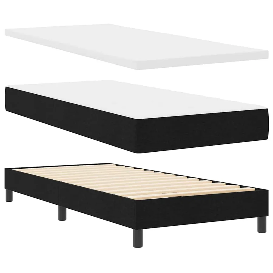Lit à ressorts avec matelas avec LED Noir 90 x 190 cm tissu - 6