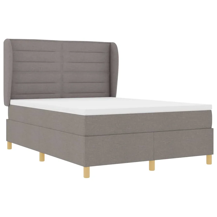 Lit à ressorts avec matelas Taupe 190 x 140 cm tissu - 5