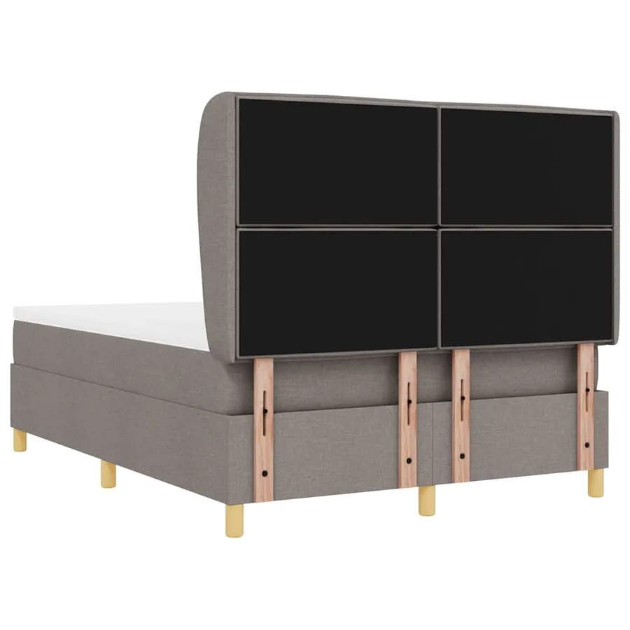 Lit à ressorts avec matelas Taupe 190 x 140 cm tissu - 9