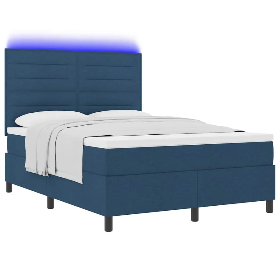 Lit à ressorts avec matelas avec LED Bleu 160 x 200 cm tissu - 3