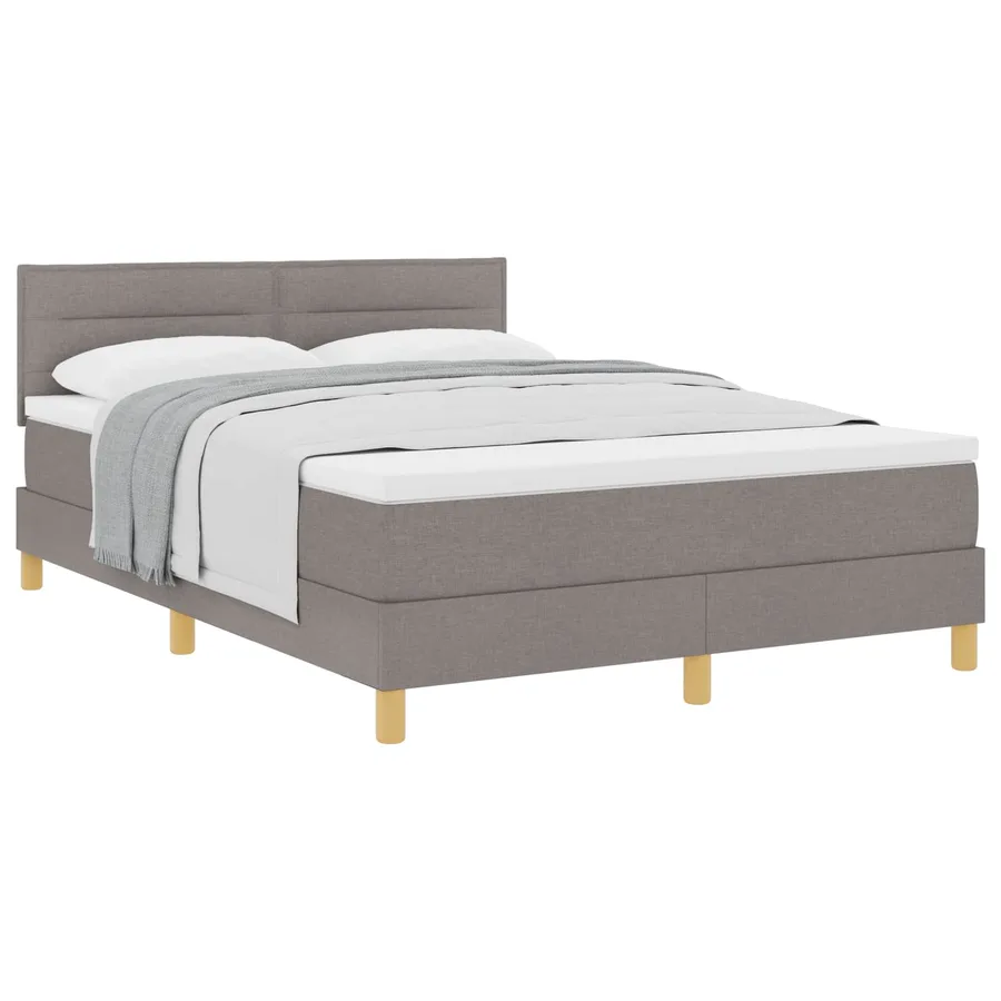 Lit à ressorts avec coussin Taupe 140 x 190 cm tissu - 2