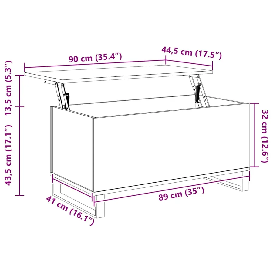Table basse Sonoma gris 90x44,5x45 cm Bois d'ingénierie - 11