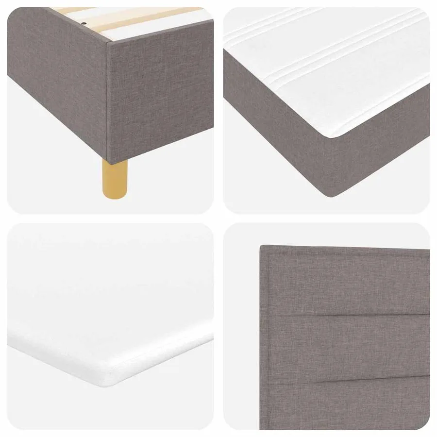 Lit à ressorts avec matelas Taupe 140 x 190 cm tissu - 10