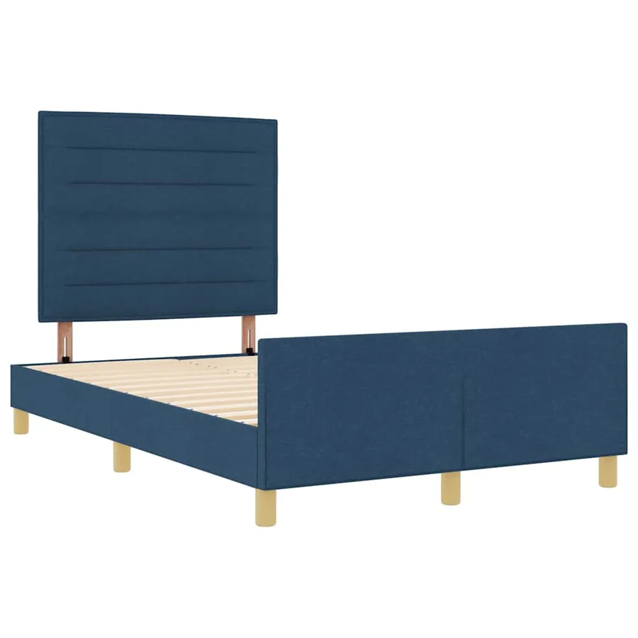 Cadre de lit avec tête de lit Bleu 160 x 200 cm tissu - 6