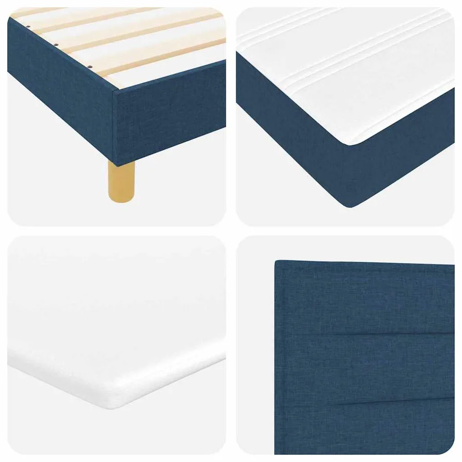 Lit à ressorts avec matelas Bleu 200 x 160 cm tissu - 7