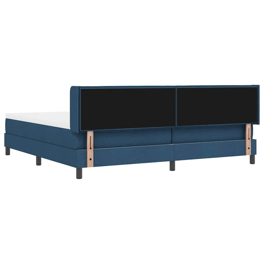 Lit à ressorts avec tête de lit Bleu 200 x 200 cm tissu - 9