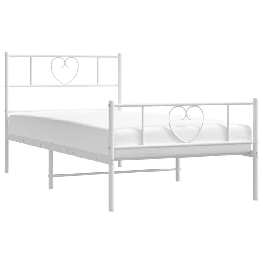 Cadre de lit métal sans matelas avec pied de lit blanc 90x200cm - 3