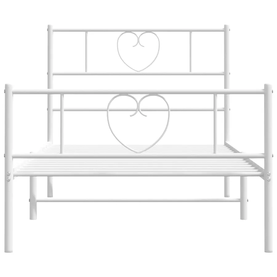 Cadre de lit métal sans matelas avec pied de lit blanc 90x200cm - 4