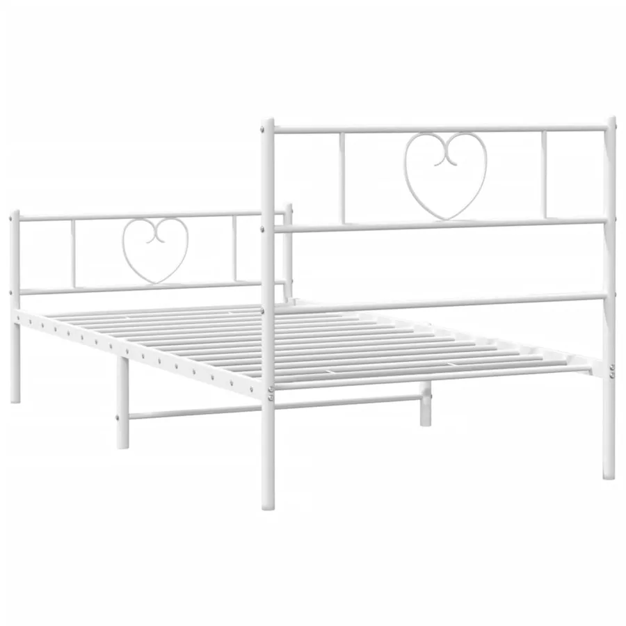 Cadre de lit métal sans matelas avec pied de lit blanc 90x200cm - 7
