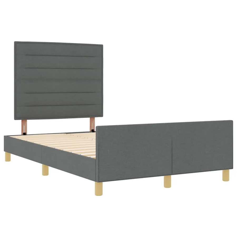 Cadre de lit avec tête de lit Gris foncé 140 x 200 cm tissu - 5