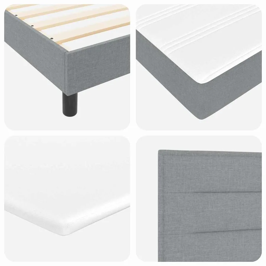 Lit à ressorts avec matelas Gris clair 200 x 200 cm tissu - 10