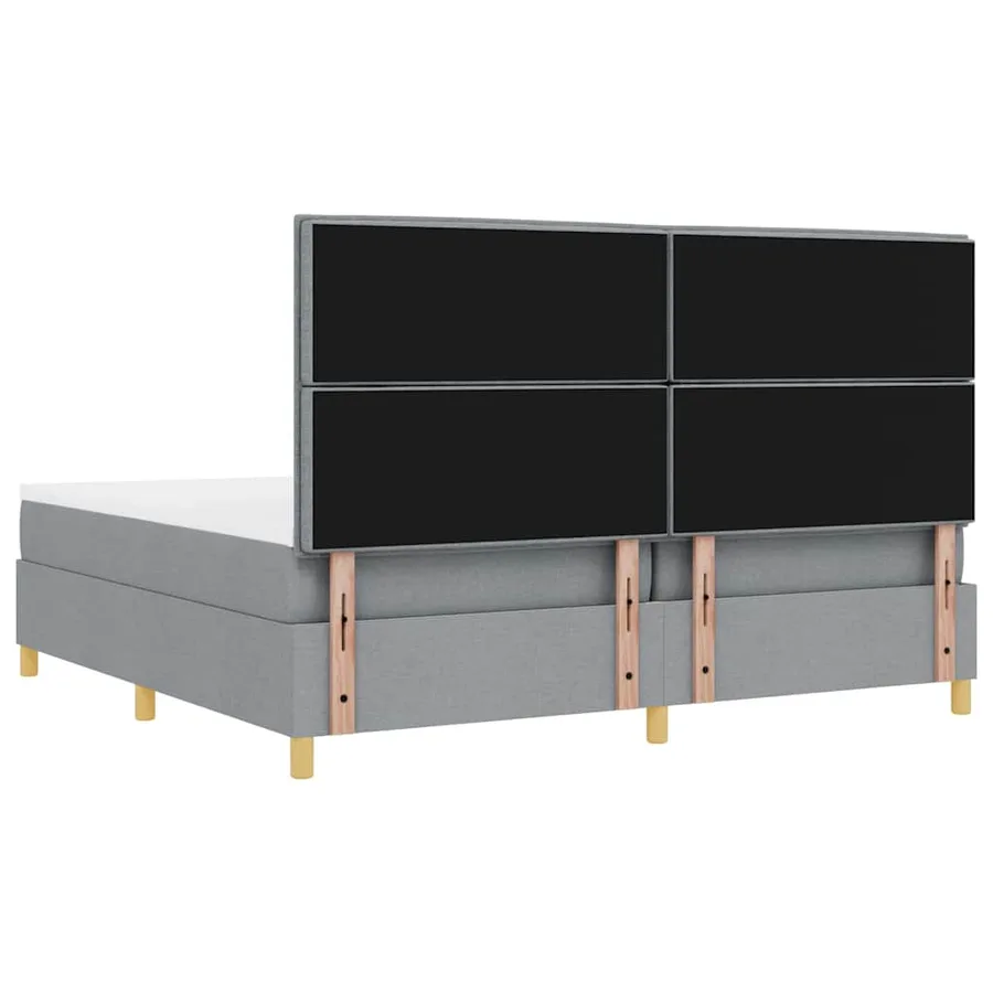 Lit à ressort LED avec matelas Gris clair 200 x 200 cm tissu - 10