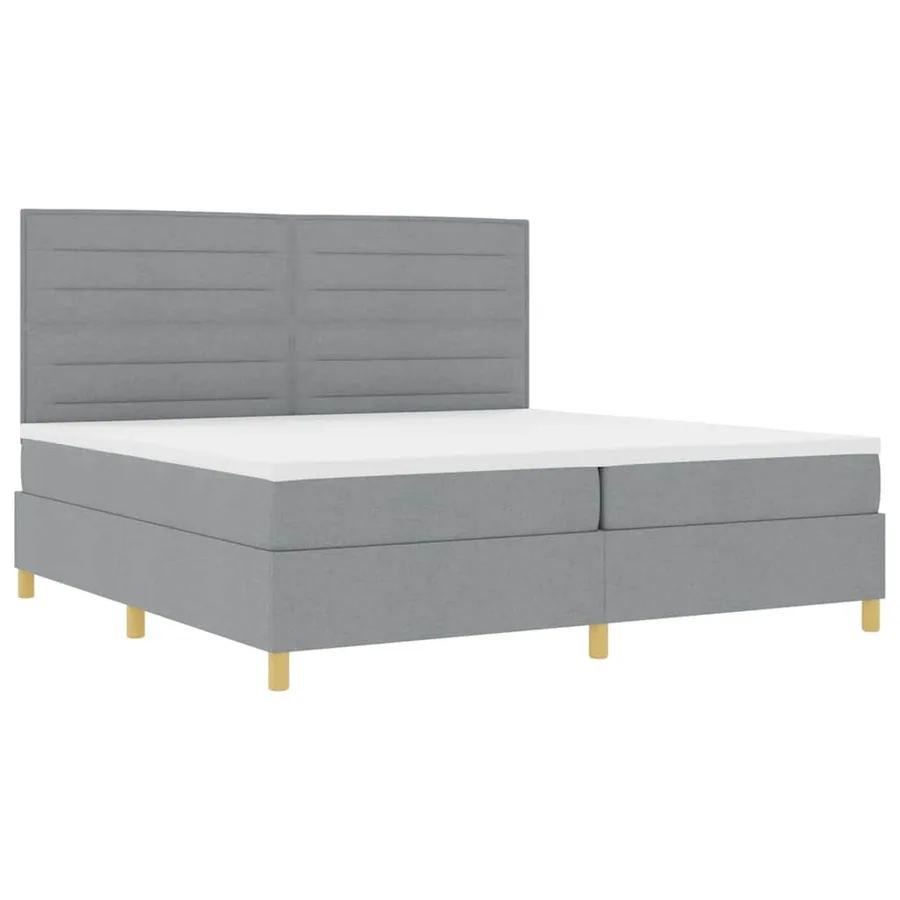Lit à ressort LED avec matelas Gris clair 200 x 200 cm tissu - 6