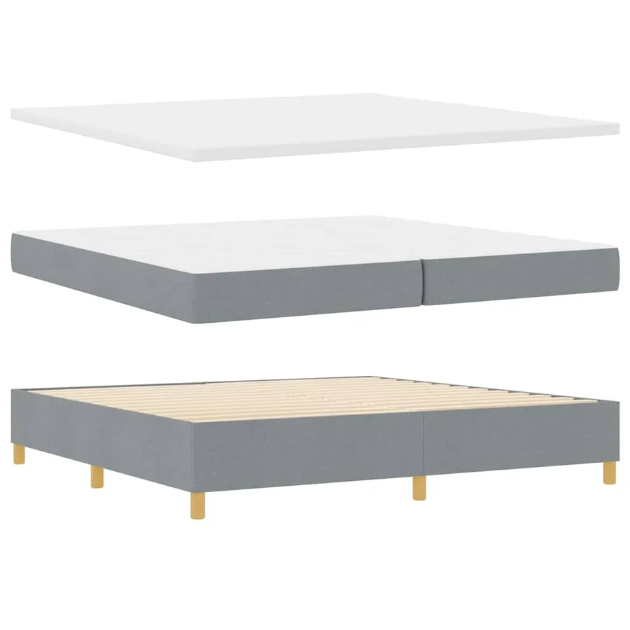 Lit à ressort LED avec matelas Gris clair 200 x 200 cm tissu - 7