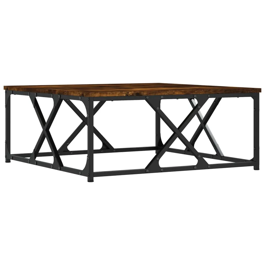 Table basse chêne fumé 70x70x30 cm bois d'ingénierie - 2