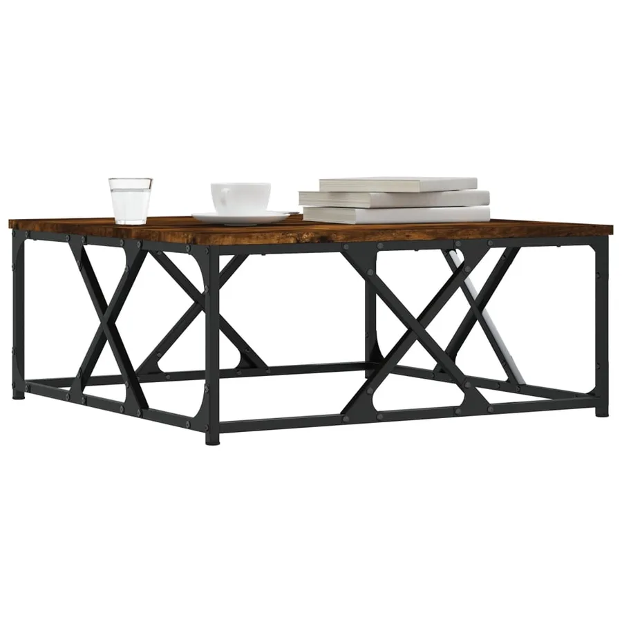 Table basse chêne fumé 70x70x30 cm bois d'ingénierie - 3
