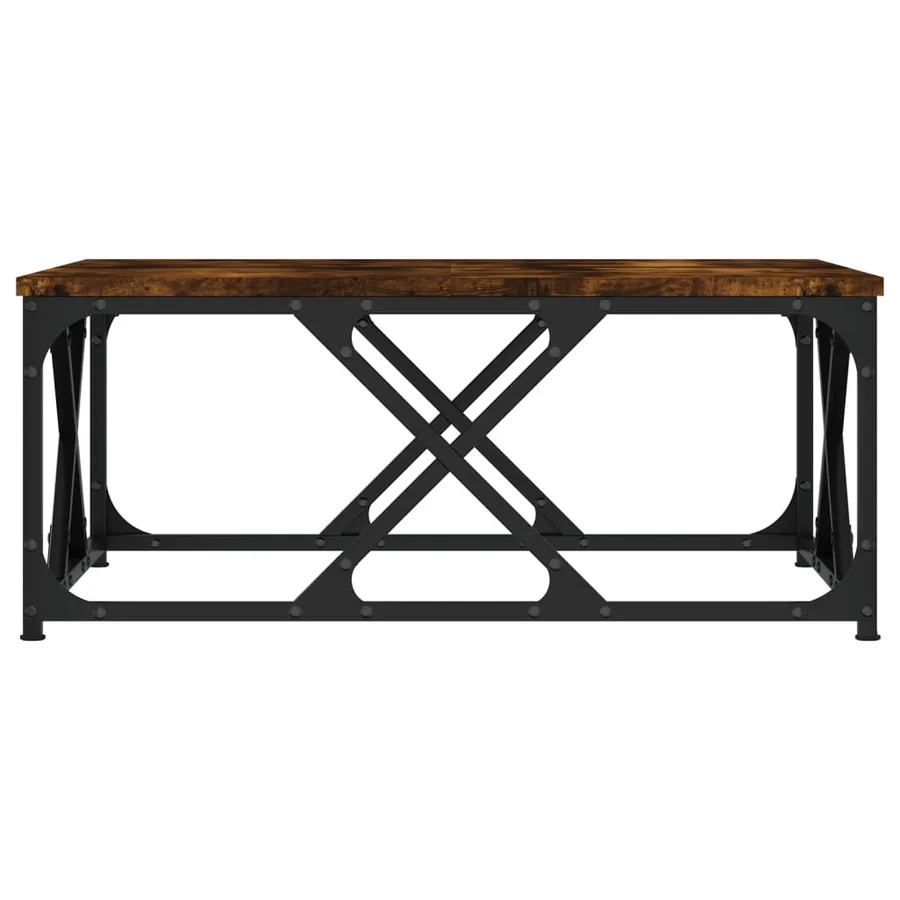 Table basse chêne fumé 70x70x30 cm bois d'ingénierie - 4