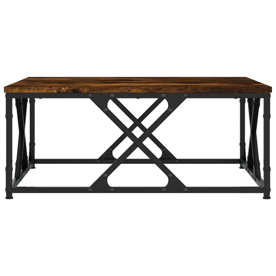 Table basse chêne fumé 70x70x30 cm bois d'ingénierie - 5