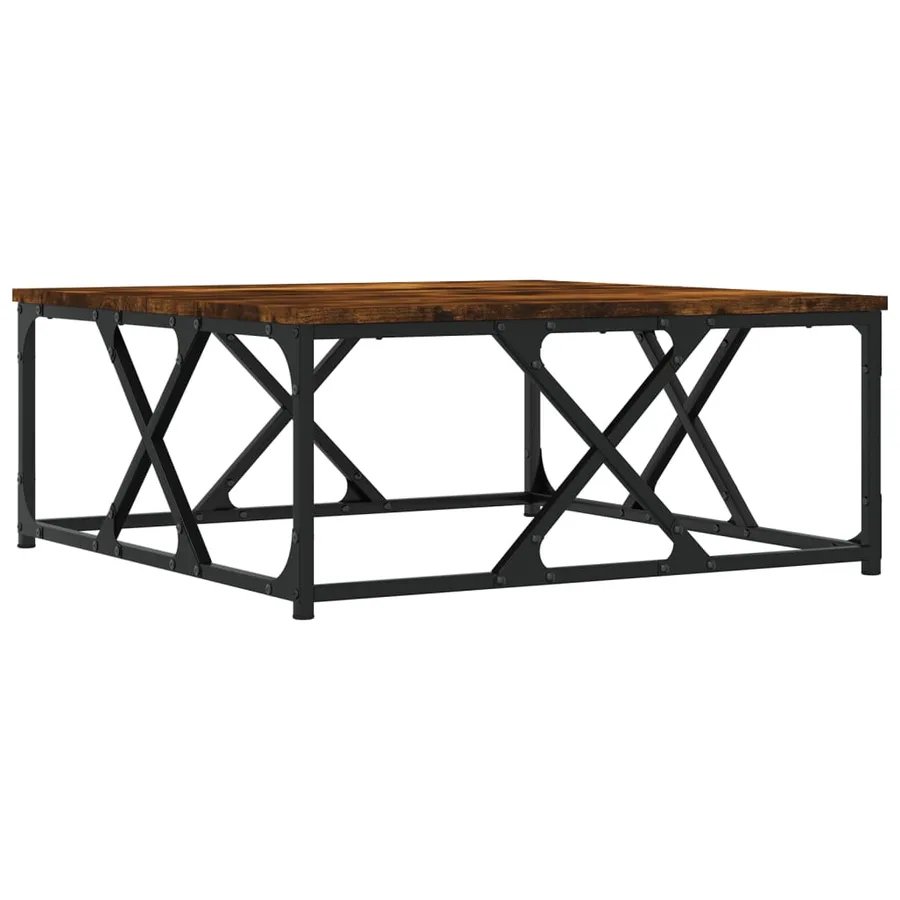 Table basse chêne fumé 70x70x30 cm bois d'ingénierie - 6