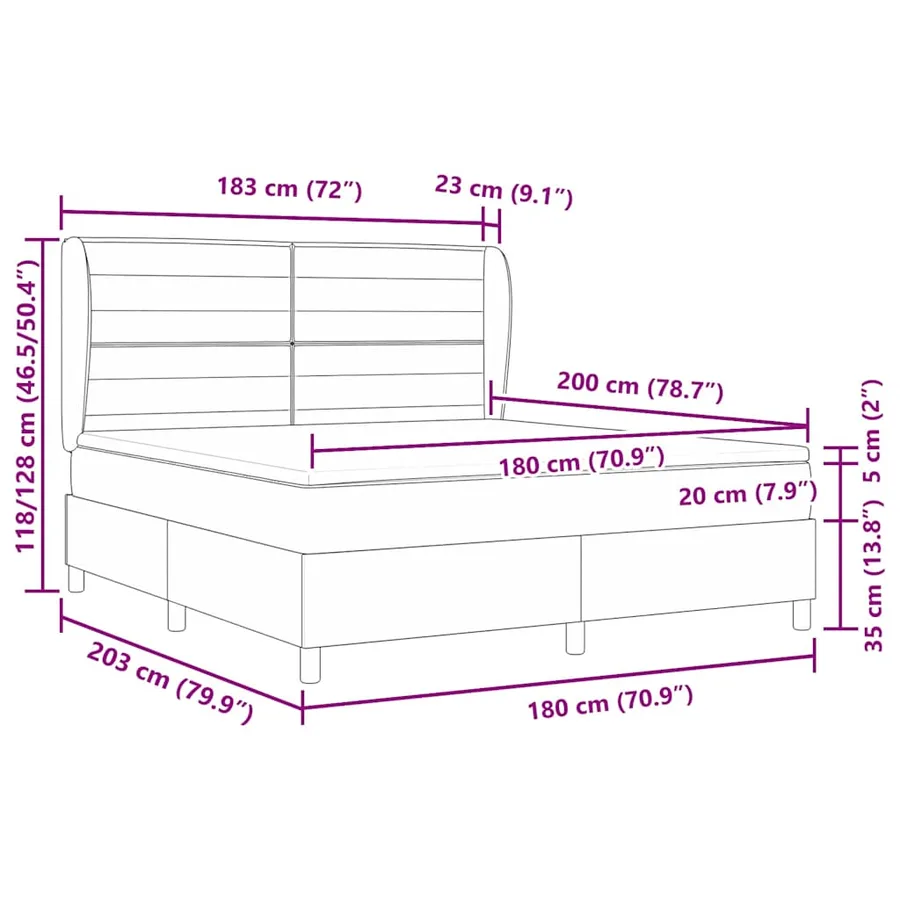 Lit à ressorts avec matelas Crème 200 x 180 cm tissu - 12