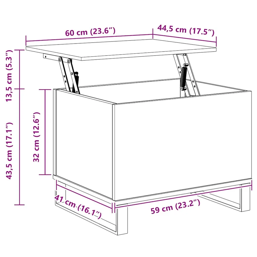 Table basse Chêne sonoma 60x44,5x45 cm Bois d'ingénierie - 11