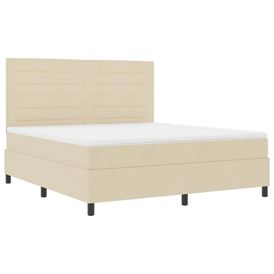 Lit à ressorts avec matelas Crème 180 x 200 cm tissu - 5
