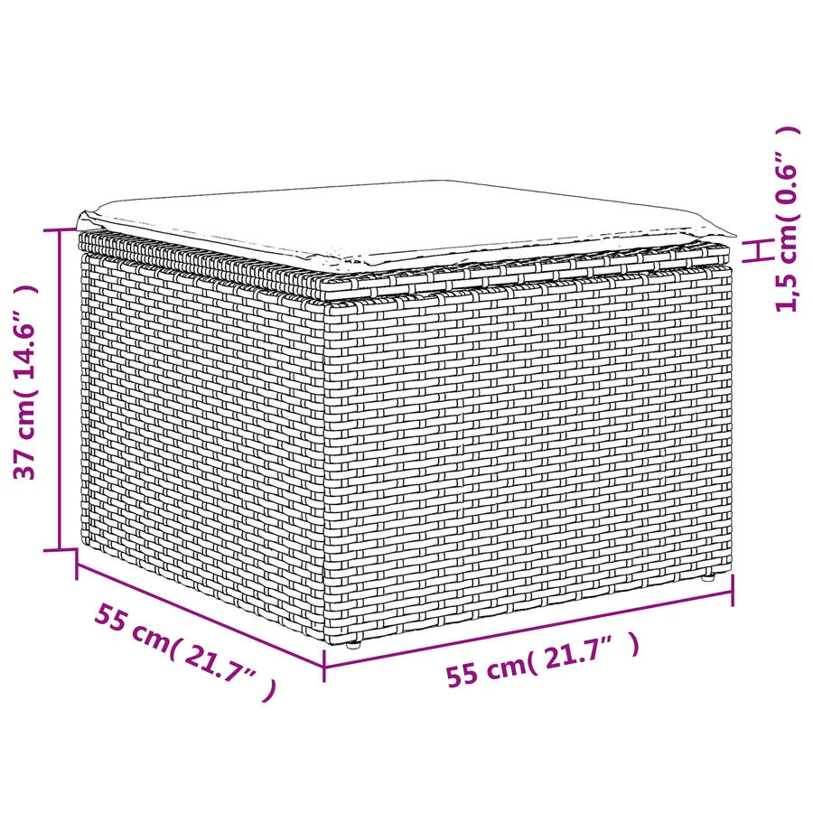 Tabouret de Jardin Marron 55 x 55 x 37 cm polyrotin - 11