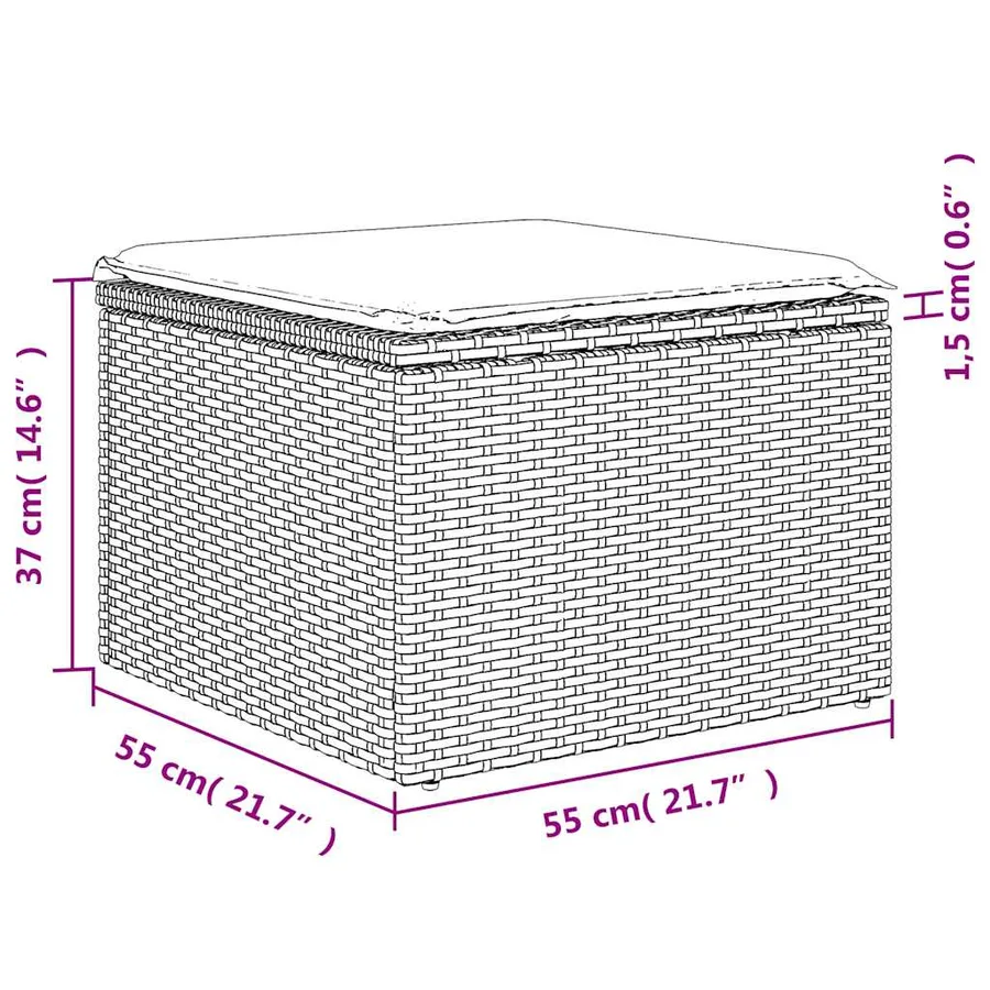 Ensemble de canapé de jardin 8 pcs avec coussins marron résine tressée - 12