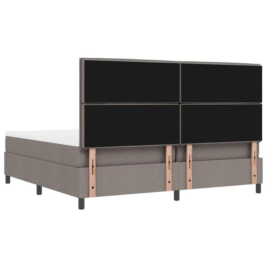Lit à ressorts avec tête de lit Taupe 200 x 200 cm tissu - 10