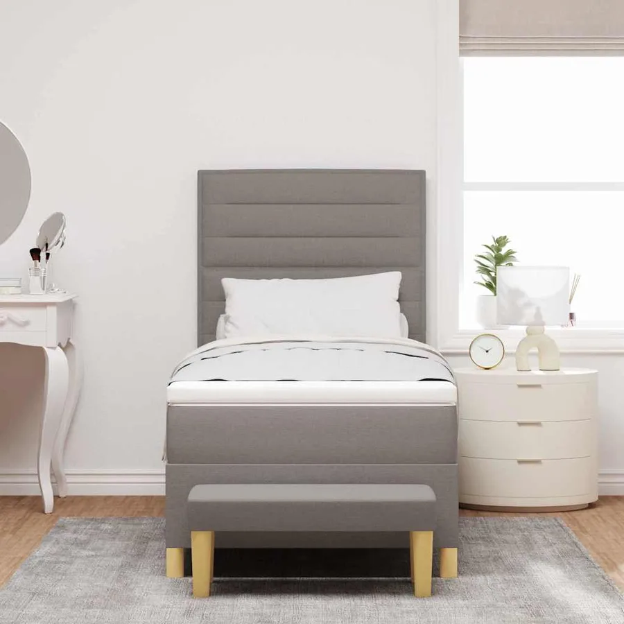 Lit à ressorts avec tête de lit Taupe 200 x 90 cm tissu - 3