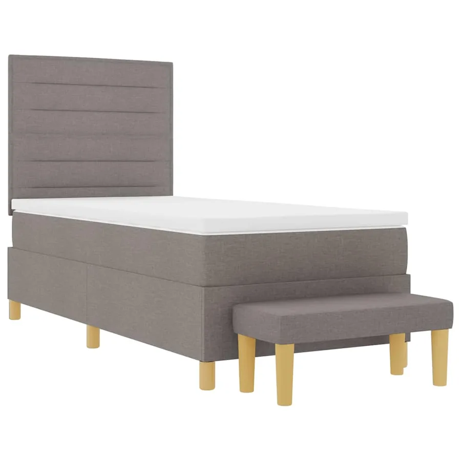 Lit à ressorts avec tête de lit Taupe 200 x 90 cm tissu - 7