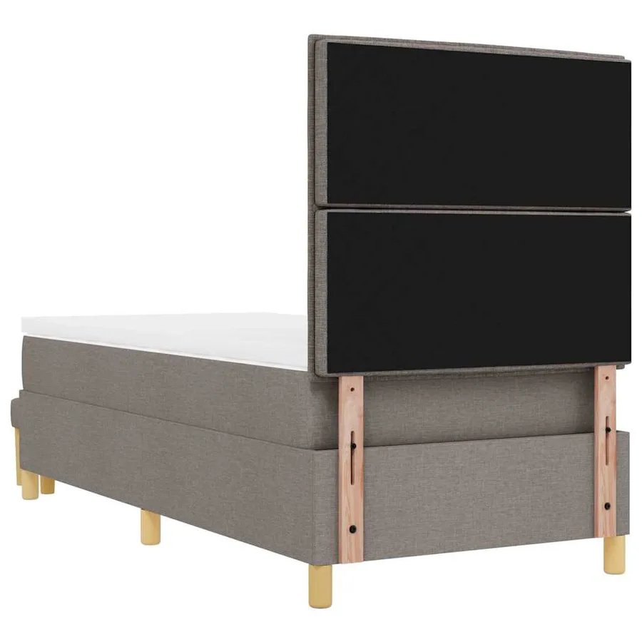 Lit à ressorts avec tête de lit Taupe 200 x 90 cm tissu - 8