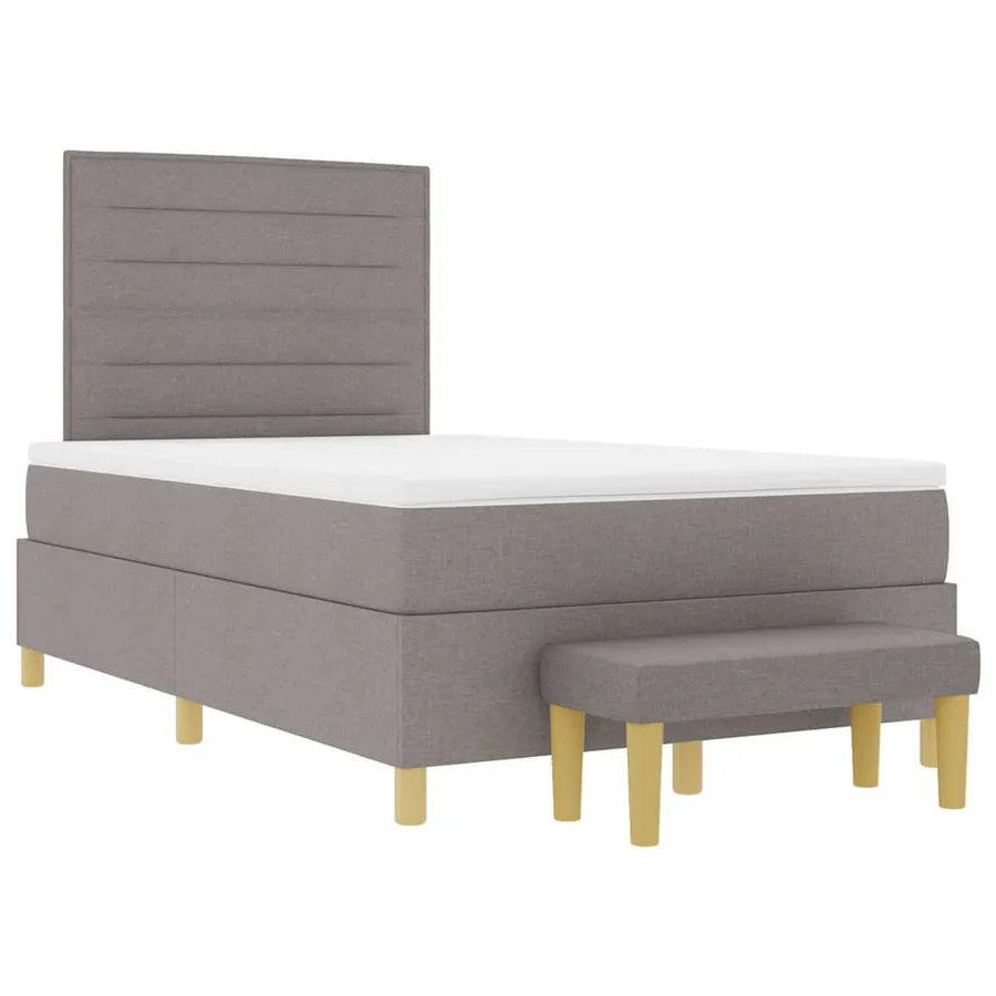 Lit à ressorts avec tête de lit Taupe 200 x 120 cm tissu - 7