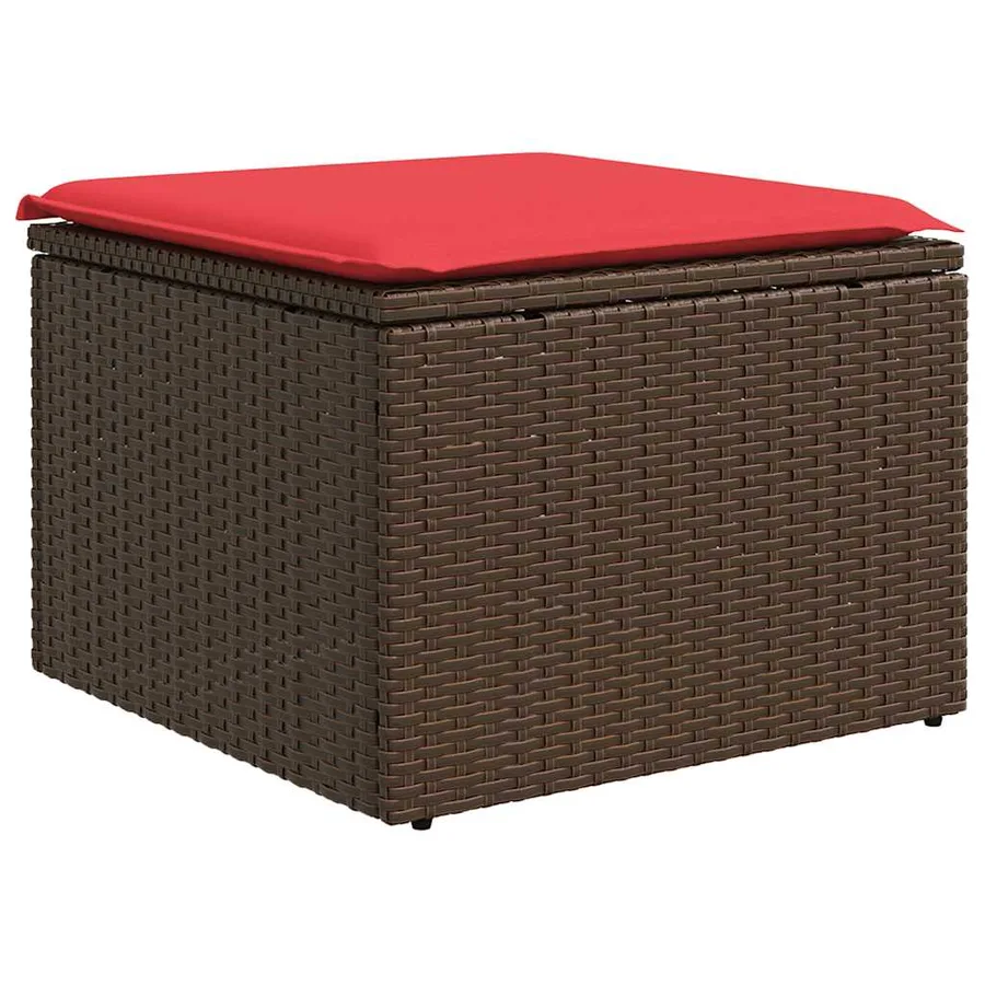 Ensemble de canapé de jardin 9 pcs avec coussins marron résine tressée - 7