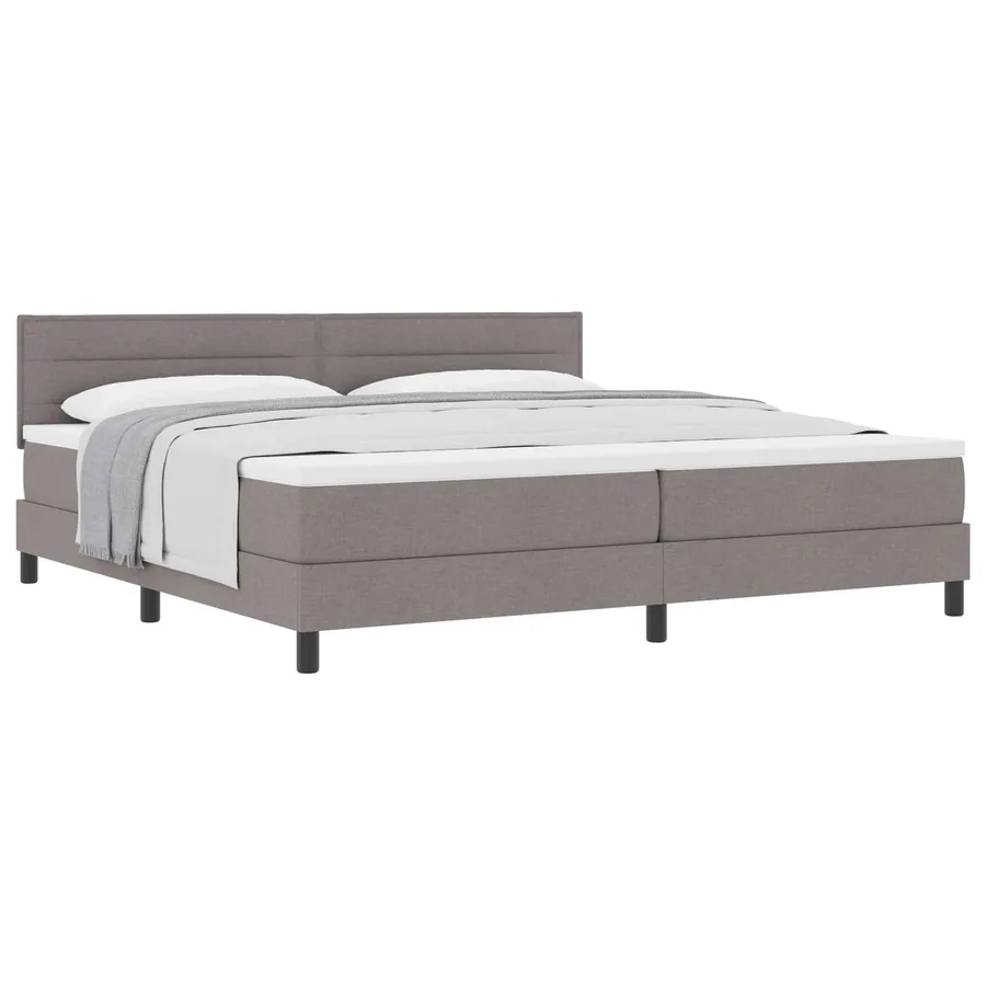Lit à ressorts avec coussin Taupe 200 x 200 cm tissu - 2