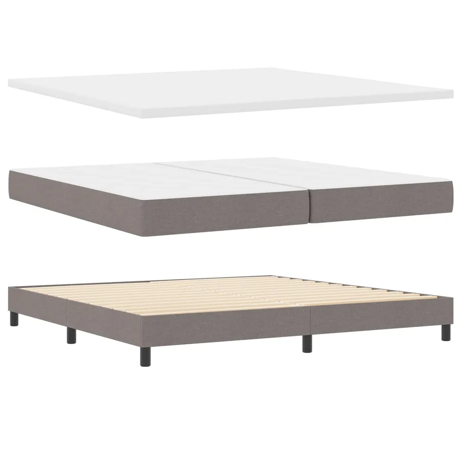 Lit à ressorts avec coussin Taupe 200 x 200 cm tissu - 5