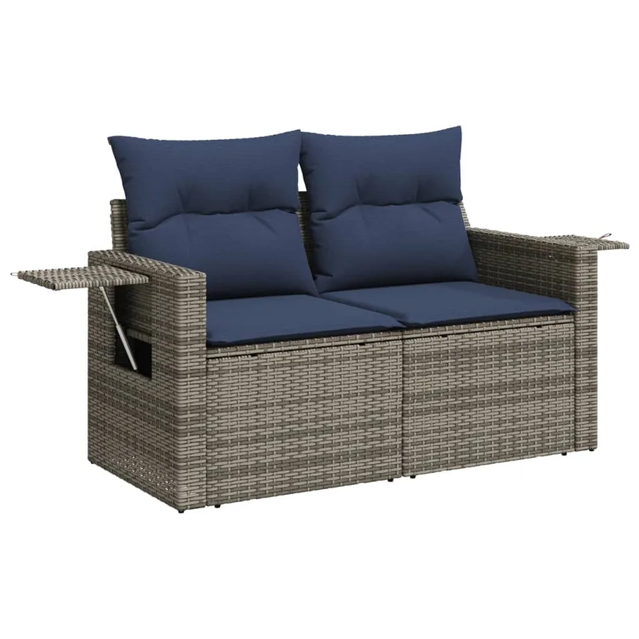 Ensemble de canapé de jardin 6 pcs avec coussins gris résine tressée - 6