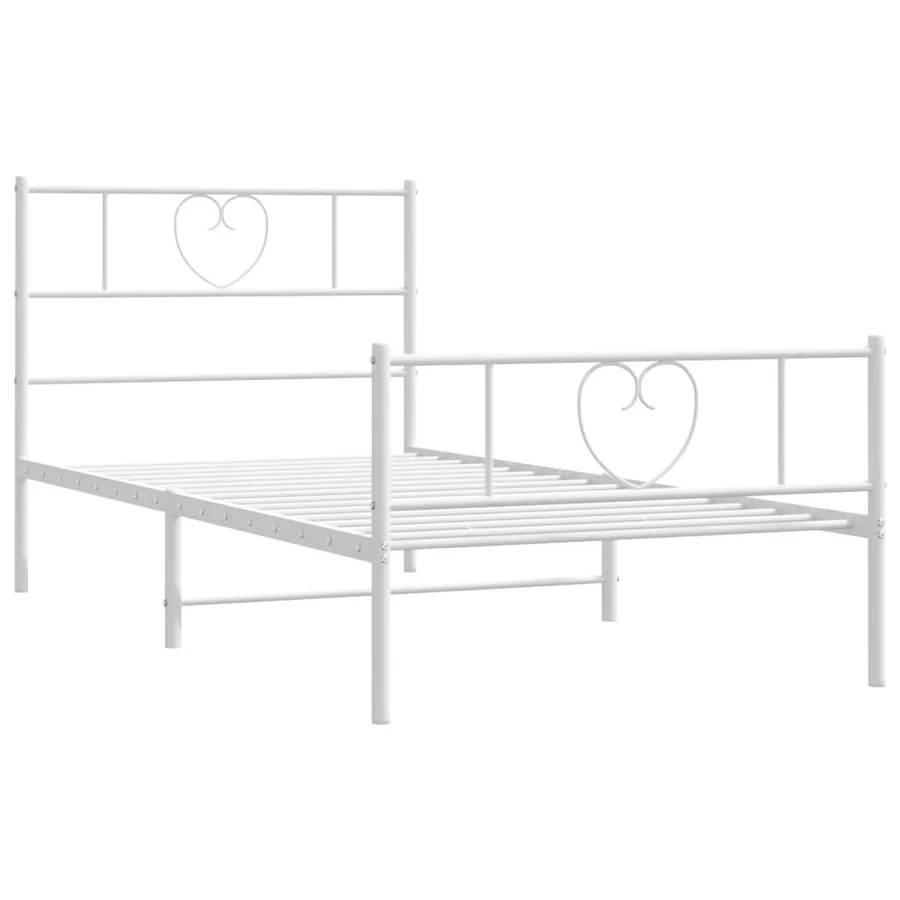 Cadre de lit métal sans matelas avec pied de lit blanc 80x200cm - 5