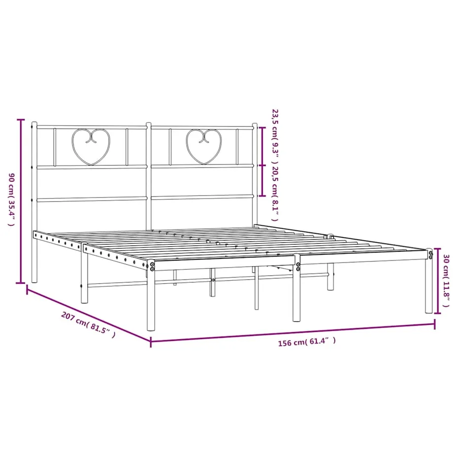 Cadre de lit métal sans matelas et tête de lit blanc 150x200 cm - 10