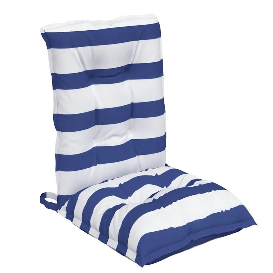 Coussins de chaise à dossier bas lot de 6 rayures bleu/blanc - 5