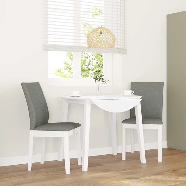 Chaises à manger coussins 2 pcs blanc bois massif caoutchouc