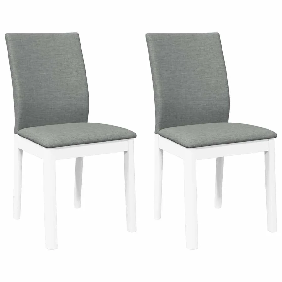 Chaises à manger coussins 2 pcs blanc bois massif caoutchouc - 2