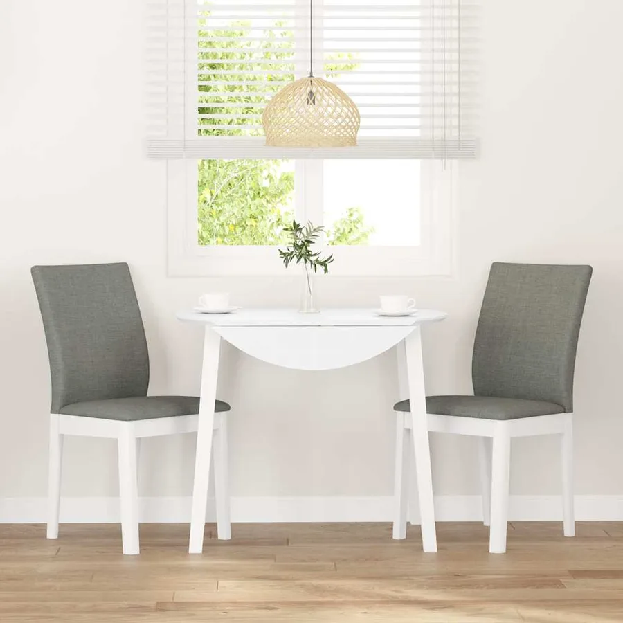 Chaises à manger coussins 2 pcs blanc bois massif caoutchouc - 3