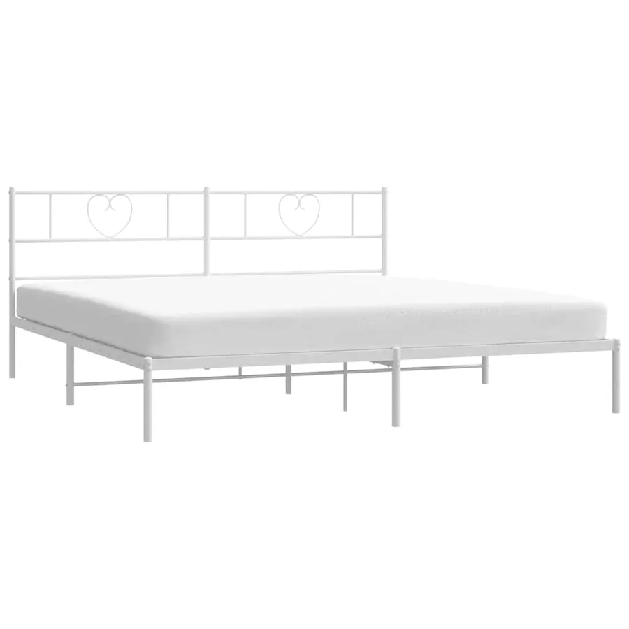 Cadre de lit métal sans matelas et tête de lit blanc 180x200 cm - 3