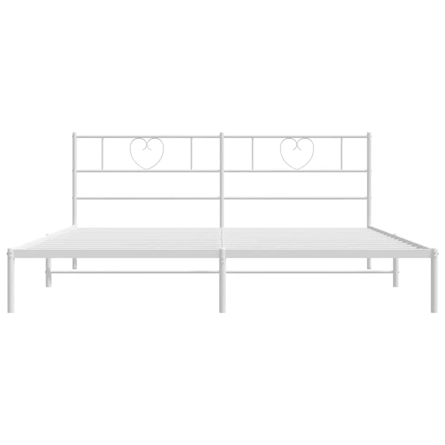 Cadre de lit métal sans matelas et tête de lit blanc 180x200 cm - 4