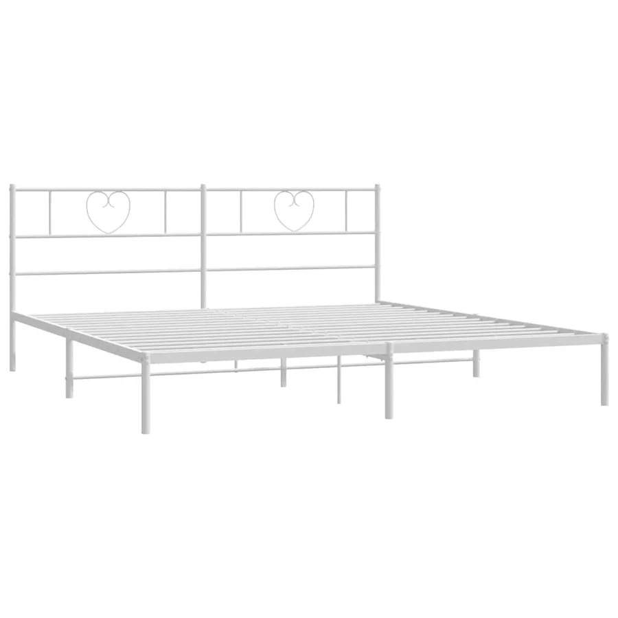 Cadre de lit métal sans matelas et tête de lit blanc 180x200 cm - 5