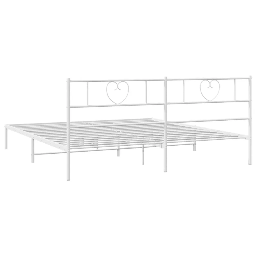 Cadre de lit métal sans matelas et tête de lit blanc 180x200 cm - 7